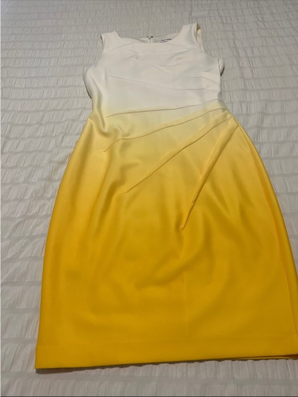 Calvin Klein White to Yellow Ombre Sleeveless Midi Dress